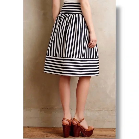 Anthropologie High Seas Skirt by Maeve Sz XS Blue and White Stripes NWT - Picture 2 of 16